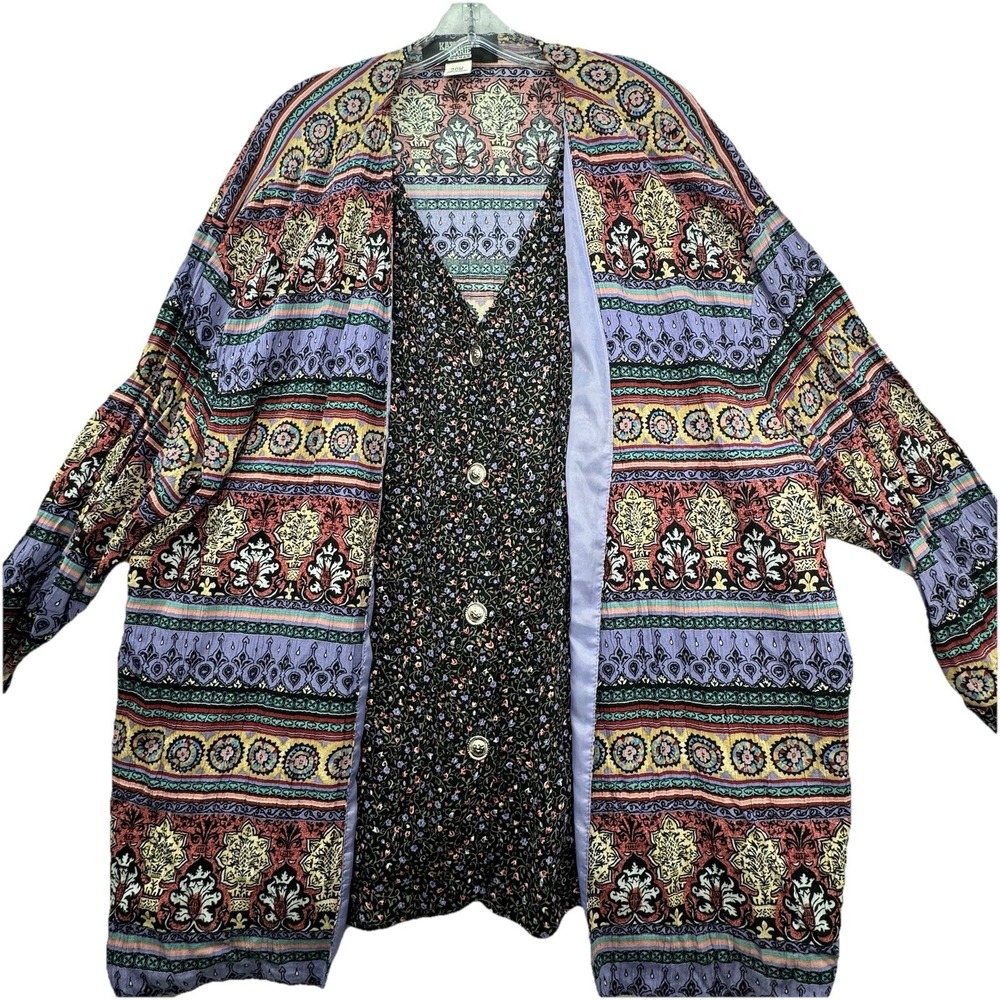 VTG 90's Made In USA Layered Boho Blouse Top Art To‎ Wear Women's 20W 1X Rayon